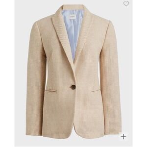 J. Crew Factory Houndstooth School Boy Blazer Brown Tan One Button Jacket Size 6